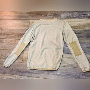 Billy Reid Soft Yellow Elbow Patch Crew Neck Long Sleeve Sweater Size Medium